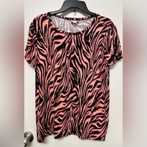 LuLaRoe Zebra Print Short Sleeve Top - Black and Pink